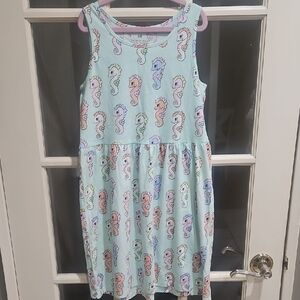 H&M Kids Dress with Seahorse Print - Light Blue and Pastel Pink
